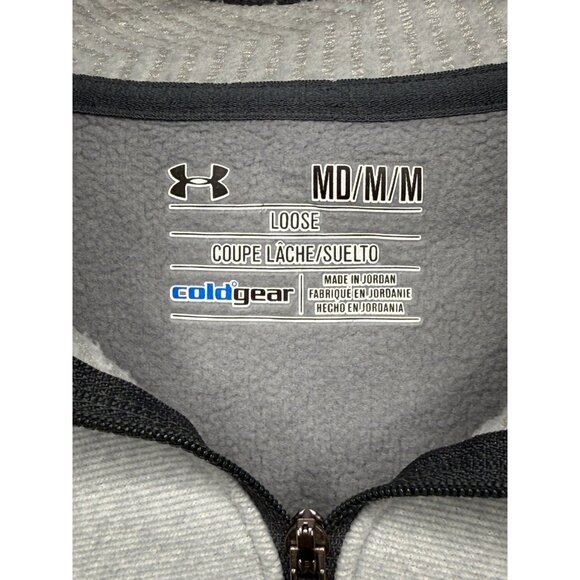 Under Armour Coldgear Loose Fit‎ 1/4 Zip Pullover Men's Size Medium Gray Fleece - Picture 2 of 6